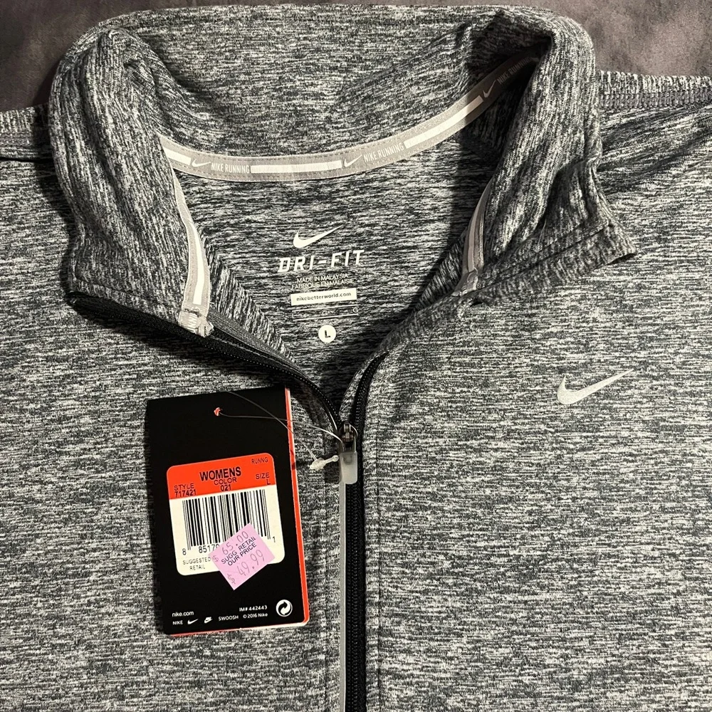 Nike Dri-Fit Heather Gray Long-Sleeved Quarter-Zip, size large